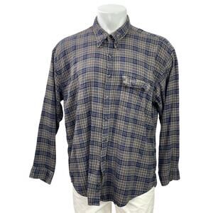 Van Hausen Men Blue Plaid Classic Pocket Long Sleeve Button Down Dress Shirt XL
